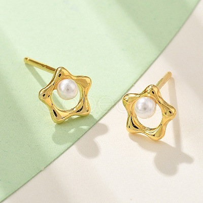 925 Sterling Silver Stud Earrings EJEW-D317-01G-1