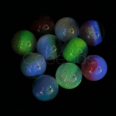 Luminous Two Tone Resin & Glitter Powder Beads RESI-F073-04-1