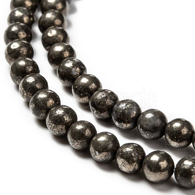 Natural Pyrite Beads Strands G-L031-4mm-01-1