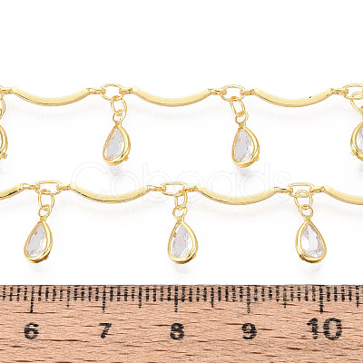 Brass Glass Scalloped Bar Chains CHC-T018-07G-1