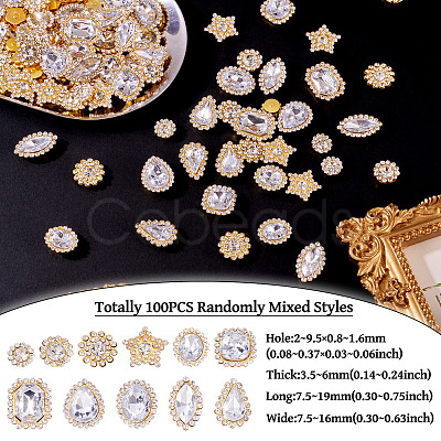 100Pcs Teardrop/Heart/Star Sew on Rhinestones GACR-TA0001-07A-1