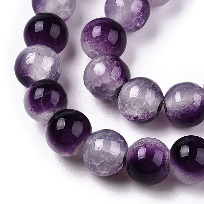 Crackle Baking Paint Imitation Jade Glass Beads Strands X1-DGLA-T003-8mm-13-1