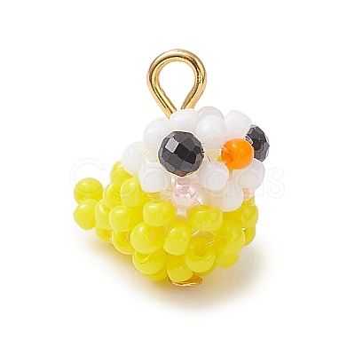 Glass Seed Beaded Bird Charms PALLOY-MZ00971-1