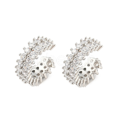 Rack Plating Brass Cubic Zirconia Cuff Earrings EJEW-K245-39P-1