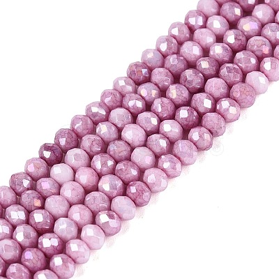 Anti-Tarnish Electroplate Rondelle Glass Beads Strands EGLA-T021-3mm-17-12-1