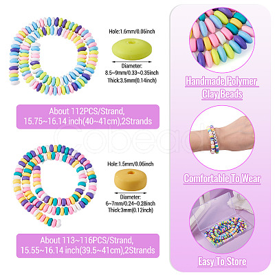 4Strands 2 Styles Handmade Polymer Clay Beads Strands CLAY-TA0002-08-1