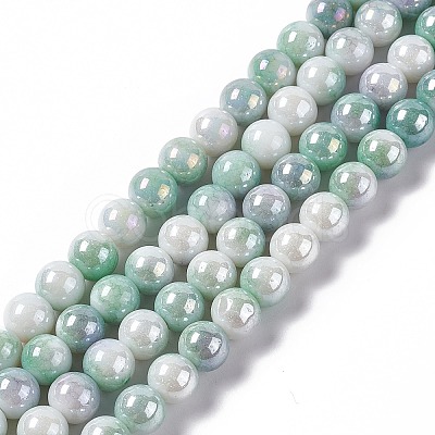Electroplated Glass Beads Strands GLAA-C023-01B-1