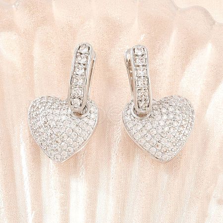Brass Micro Pave Clear Cubic Zirconia Hoop Dangle Earrings EJEW-G471-30D-P-1