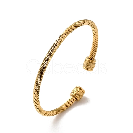 Ion Plating(IP) 304 Stainless Steel Cuff Bangles BJEW-P310-01G-1