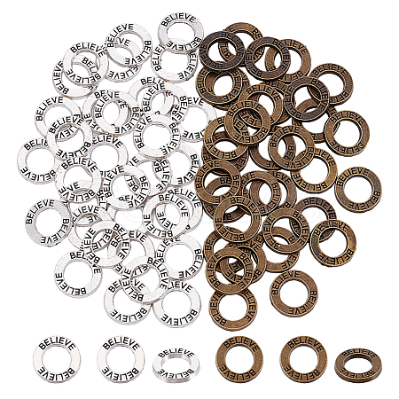 60Pcs 2 Colors Tibetan Style Alloy Linking Rings FIND-NB0006-13-1
