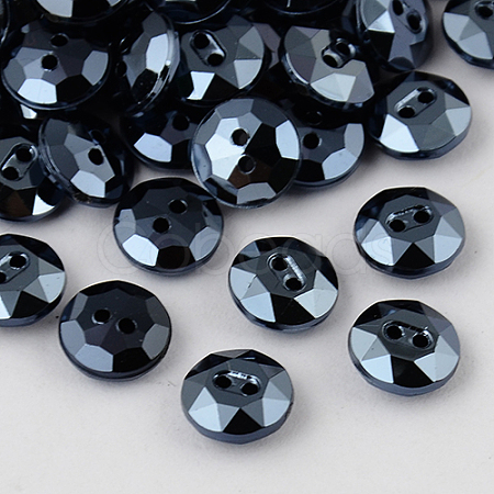 2-Hole Taiwan Acrylic Rhinestone Flat Round Buttons BUTT-F015-11.5mm-18-1