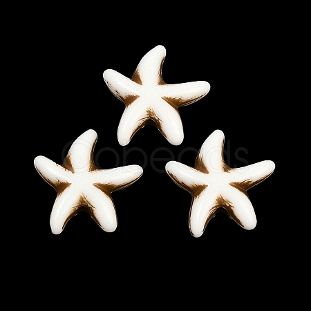 Ocean Theme Spray Painted Opaque Acrylic Beads ACRP-F003-02H-1