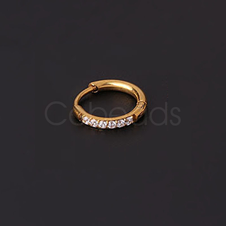 316 Stainless Steel Micro Pave Clear Cubic Zirconia Hoop Cartilage Earrings WG9FB89-08-1