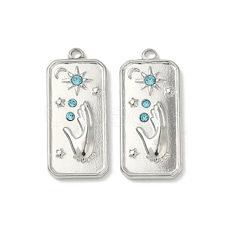 304 Stainless Steel Rhinestone Pendants STAS-L308-02B-P-1