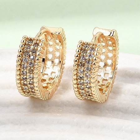 Brass Micro Pave Cubic Zirconia Hoop Earrings KK-CBACA55-01G-1