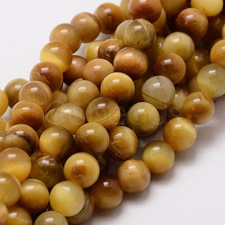 Natural Tiger Eye Round Beads Strands G-E329-10mm-40C-1