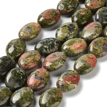 Natural Unakite Beads Strands G-L164-A-33-1