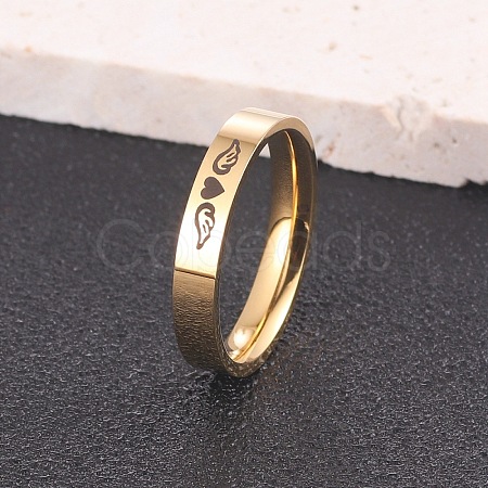 Heart Wing Pattern 304 Stainless Steel Finger Rings FS-WGA5734-17-1
