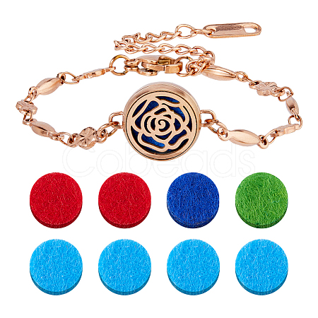 1set 1 Colors Stainless Steel Oval Link Bracelets BJEW-HS0001-10-1