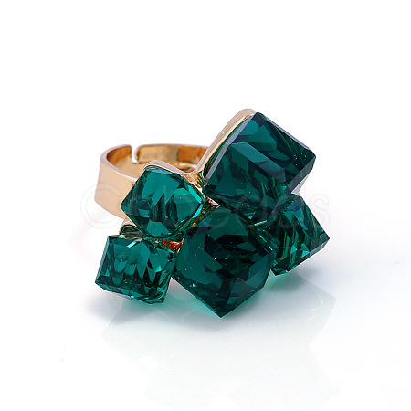 Alloy Glass Finger Rings for Women WG419E2-03-1
