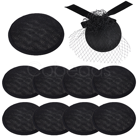 10Pcs Imitation Hemp Round Fascinator Hat Base for Millinery AJEW-BC0009-73-1