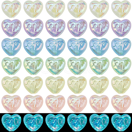 60Pcs 6 Colors Luminous Acrylic Beads SACR-SC0001-36-1