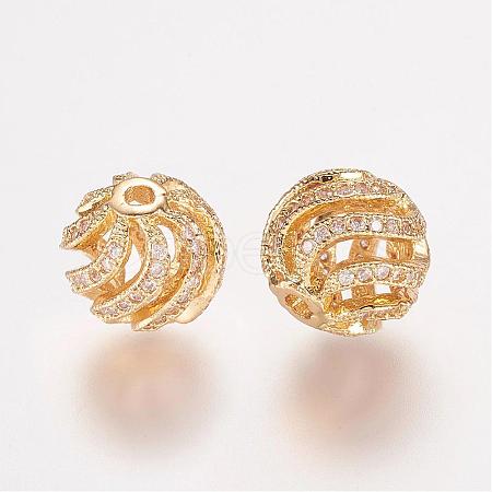 Brass Micro Pave Cubic Zirconia Beads ZIRC-K063-04G-1