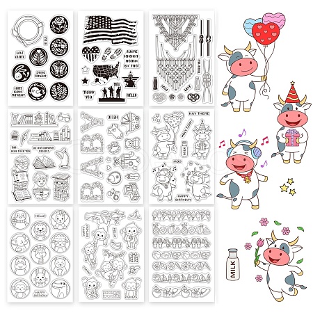 Globleland 9 Sheets 9 Style PVC Plastic Stamps DIY-GL0003-19-1