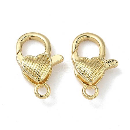 Heart Brass Lobster Claw Clasps KK-H256-03G-03-1