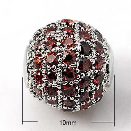 Brass Cubic Zirconia Beads X-ZIRC-D009-04P-1