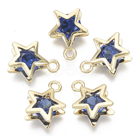 Brass Micro Cubic Zirconia Charms X-KK-N235-034C-1