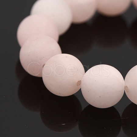 Frosted Natural Rose Quartz Round Bead Strands G-M272-06-6mm-1