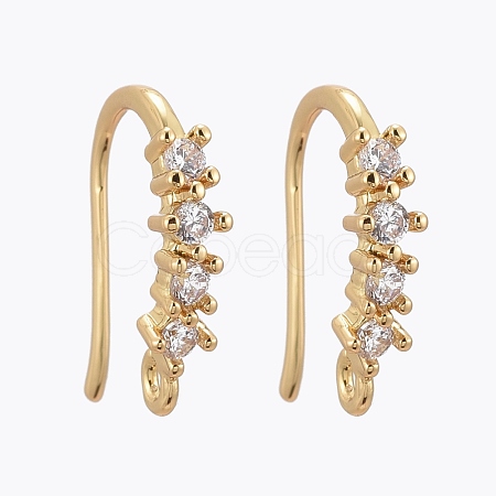 Brass Micro Pave Clear Cubic Zirconia Earring Hook ZIRC-L098-045G-1