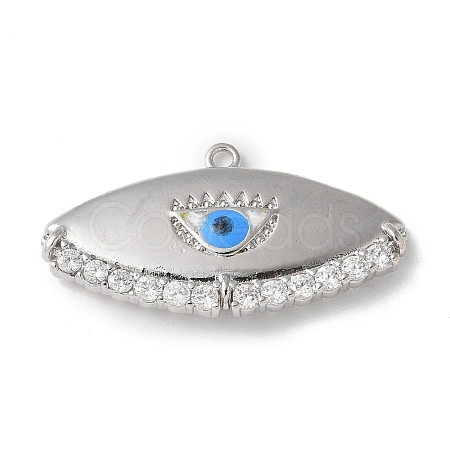 Rack Plating Brass Micro Pave Cubic Zirconia Enamel Pendants KK-P290-56A-P-1