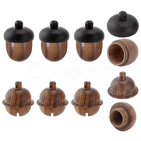 8Pcs 2 Styles Natural Wood Locket Pendants WOOD-GA0001-72-1