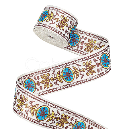 Boho Ethnic Pattern Polyester Webbing Ribbon OCOR-WH0120-61A-1