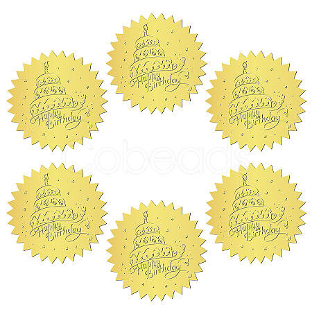 12 Sheets Self Adhesive Gold Foil Embossed Stickers DIY-WH0451-023-1