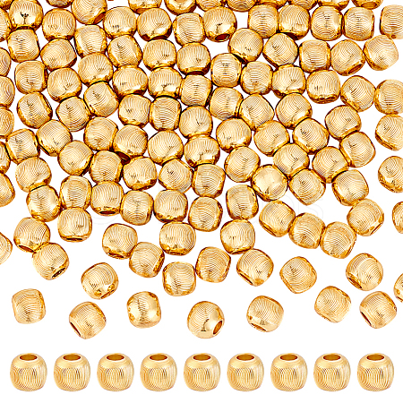 120Pcs Textured Brass Beads KK-PH0011-78-1