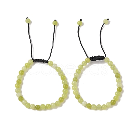 6mm Round Natural Lemon Jade Braided Bead Bracelets BJEW-C067-01A-02-1
