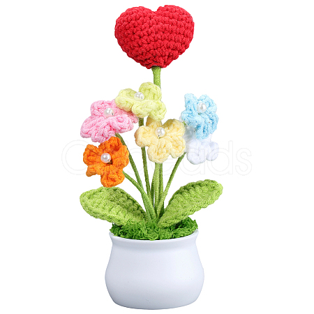 1Pc Hand Knitted Potted Plants Crochet Flower DJEW-SC0001-15D-1