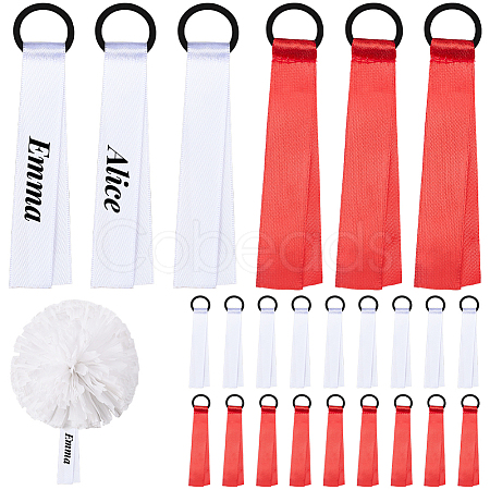 24Pcs 2 Colors Polyester Cheerleader Pom Poms Labels Ribbon FIND-CN0002-32-1