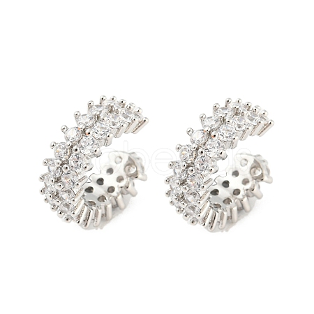 Rack Plating Brass Cubic Zirconia Cuff Earrings EJEW-K245-39P-1