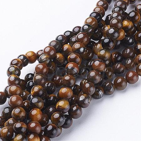 Natural Tiger Eye Beads Strands GSR6MMC014-B-1