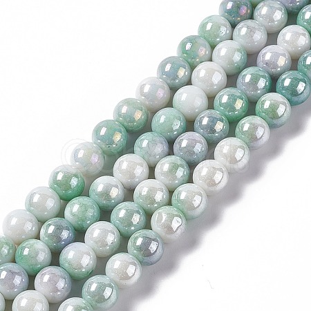 Electroplated Glass Beads Strands GLAA-C023-01B-1