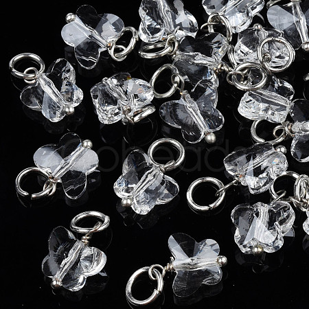 Faceted Transparent Glass Charms GLAA-T024-06M-1