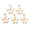 Alloy Enamel Pendants, Flower, Light Gold, White, 20x18x3mm, Hole: 1.4mm