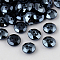 2-Hole Taiwan Acrylic Rhinestone Flat Round Buttons, Faceted, Prussian Blue, 11.5x4.5mm, Hole: 1mm