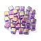 UV Plating Transparent Acrylic European Beads, Large Hole Beads, Cube, Dark Violet, 13.5x13.5x13.5mm, Hole: 4mm