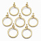 Alloy Pendants, Matte Style, Cadmium Free & Nickel Free & Lead Free, Ring, Real 14K Gold Plated, 42.5x30.5x7mm, Hole: 2.5mm