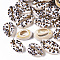 Printed Natural Cowrie Shell Beads, No Hole/Undrilled, with Leopard Print Pattern, White, 18~21x12~15x7mm